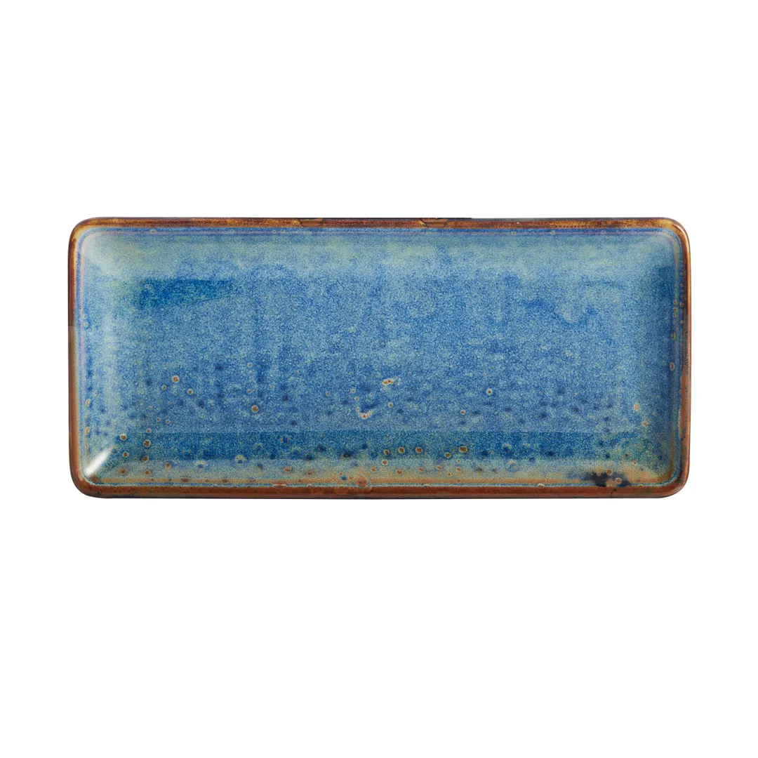 Mikasa 5266866 Starlit Rectangular China Platter, 10" x 4-15/16", Vitrified Porcelain, Blue