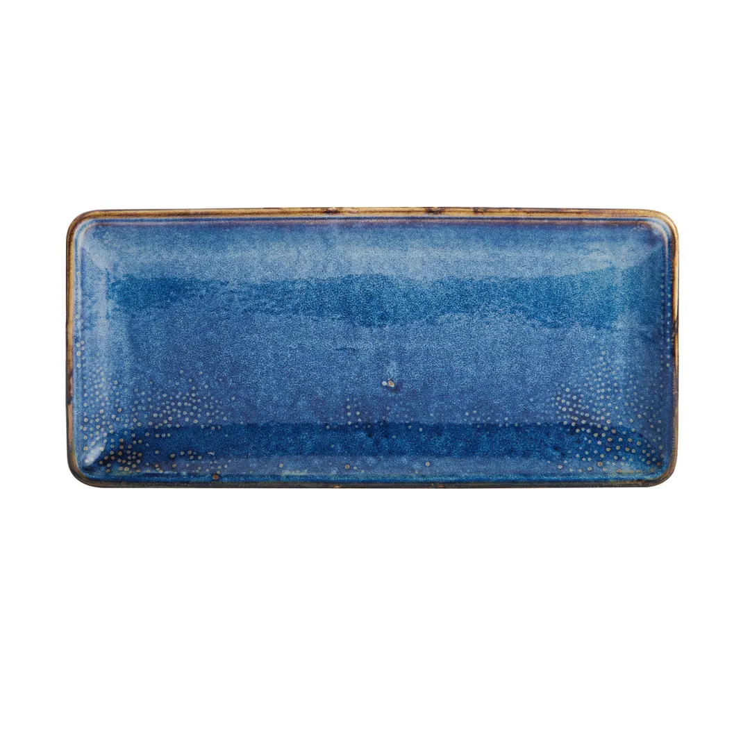 Mikasa 5266871 Starlit Rectangular China Platter, 12" x 5.5", Vitrified Porcelain, Blue