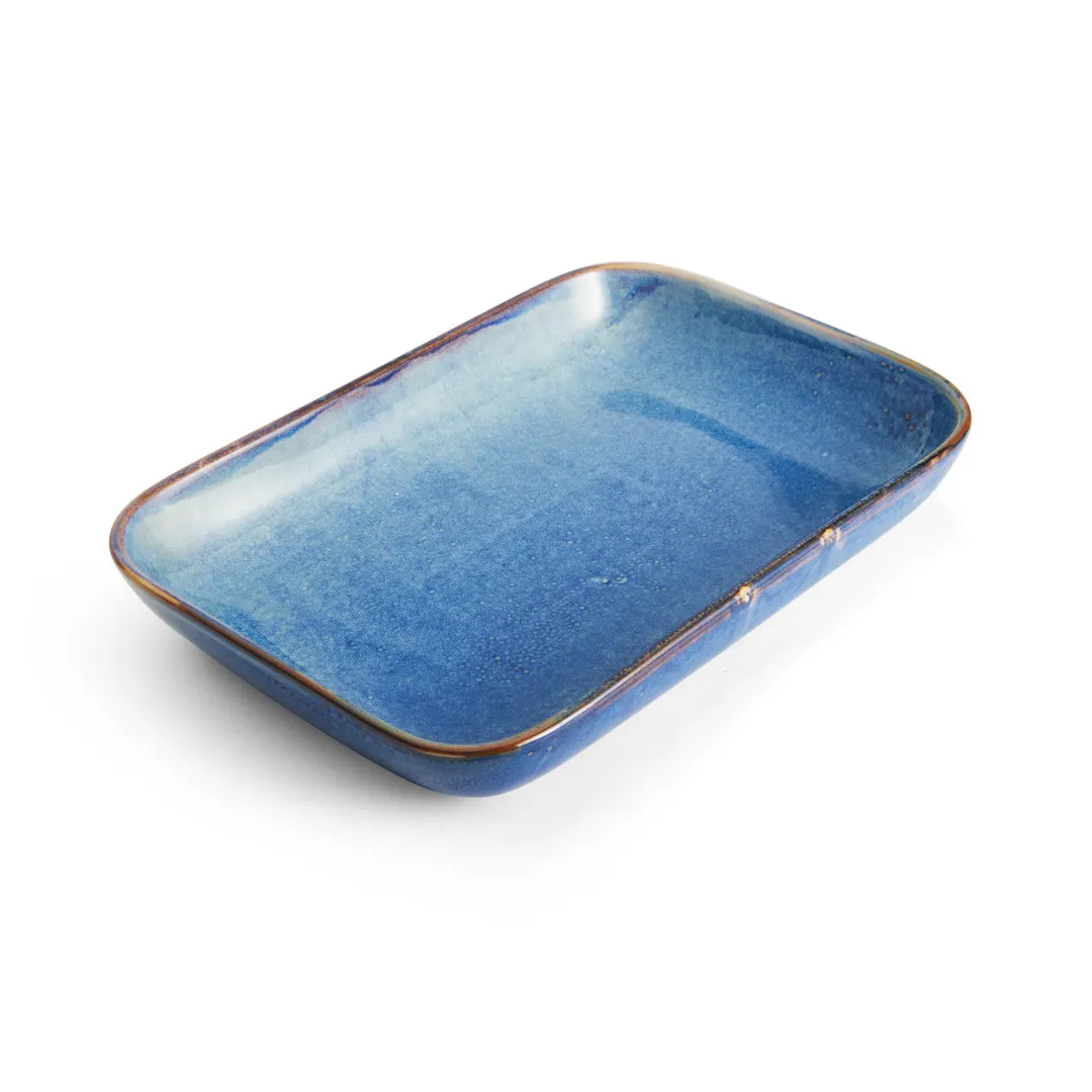 Mikasa 5266879 Starlit Rectangular China Platter, 13-1/2"L x 9-7/16"W, Vitrified Porcelain, Blue