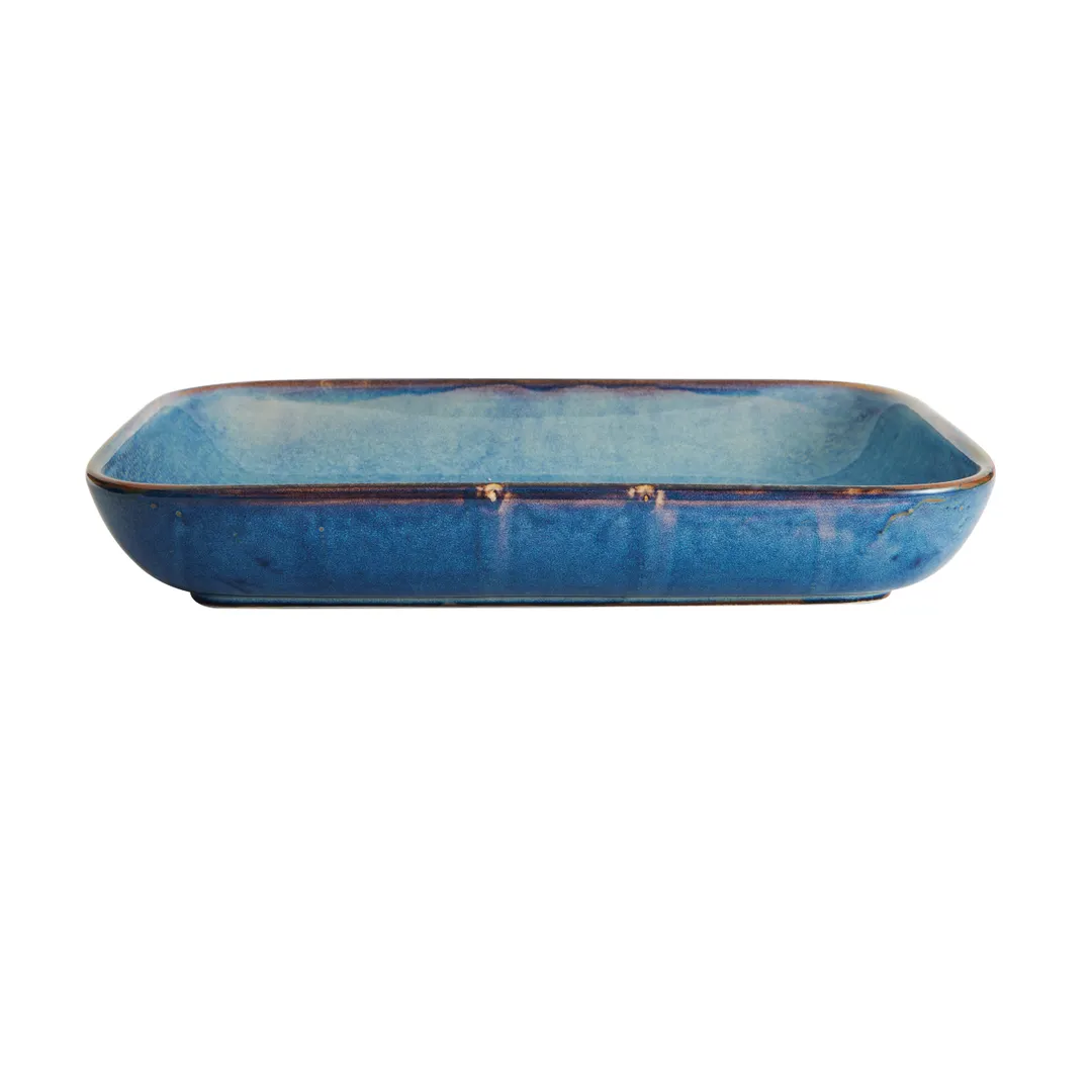 Mikasa 5266879 Starlit Rectangular China Platter, 13-1/2"L x 9-7/16"W, Vitrified Porcelain, Blue