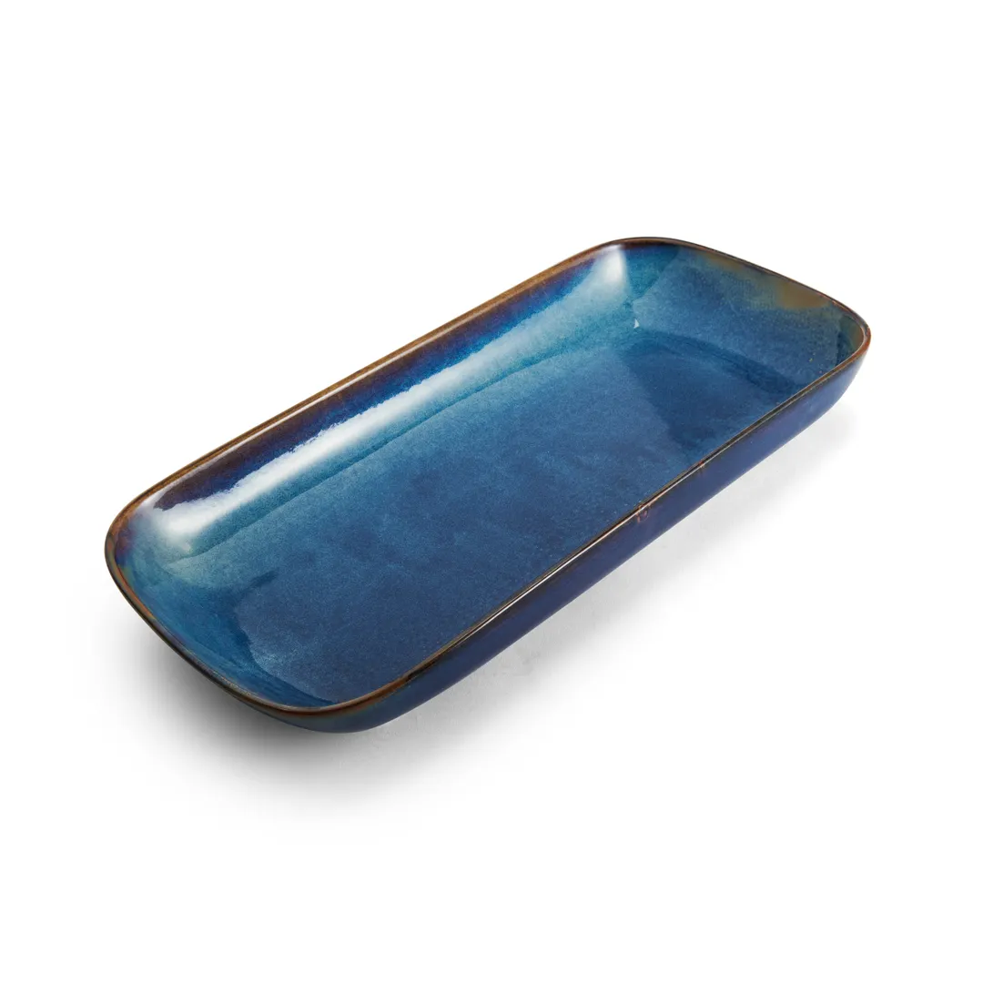 Mikasa 5266882 Starlit Rectangular China Platter, 21" x 10.25", Porcelain, Blue - MIK-5266882