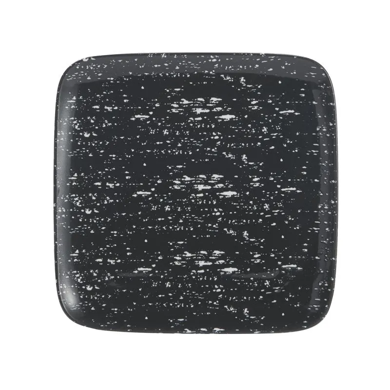 Mikasa 5266948 China Plate, 8.7" Square Coupe, Vitrified Porcelain, Pitch Black, Dishwasher Safe