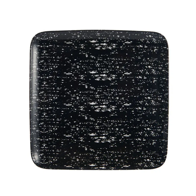 Mikasa 5266949 China Plate, 10.6" Square Coupe, Vitrified Porcelain, Pitch Black, Dishwasher Safe