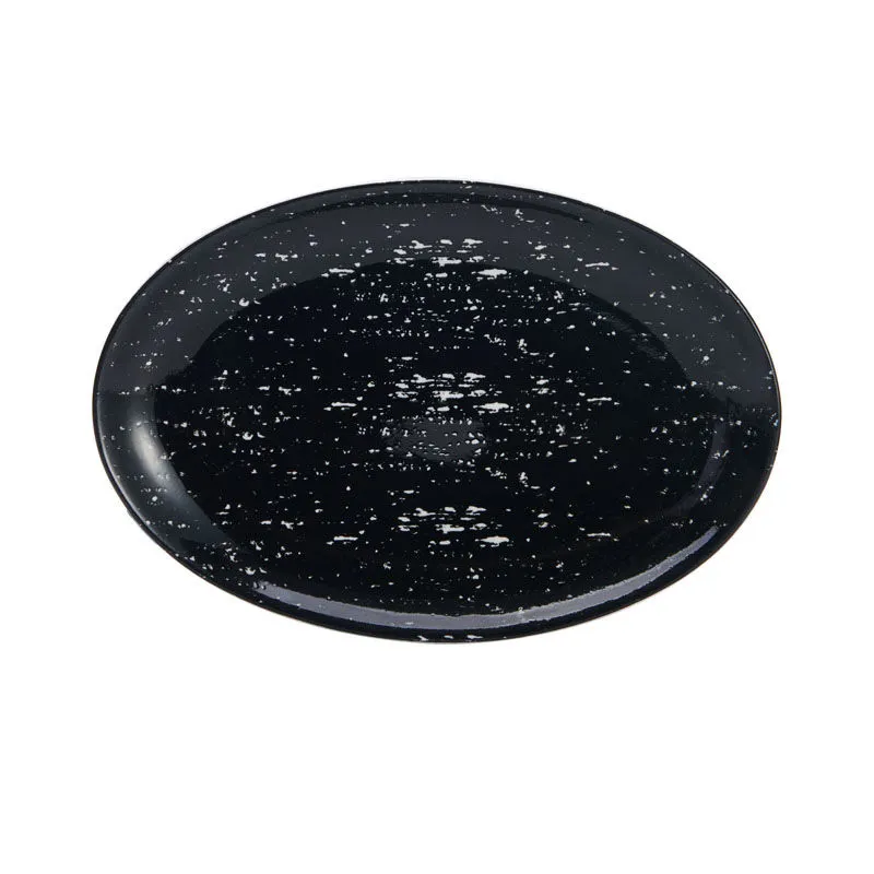 Mikasa 5266951 China Plate, 12"L x 8"W, Oval, Coupe Rim, Vitrified Porcelain, Pitch Black