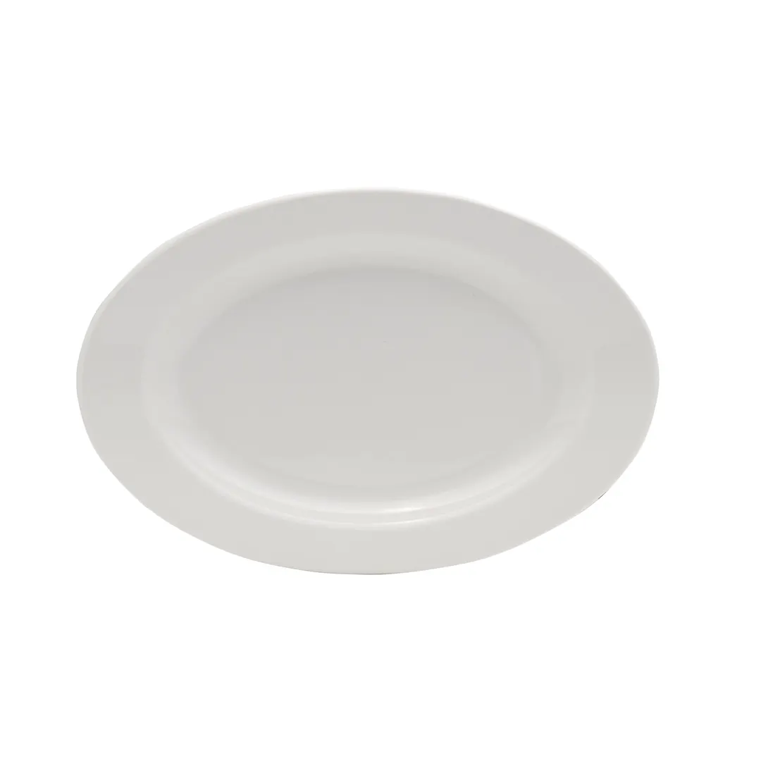 Towle Hospitality 5273008 Saratoga Oval China Plate, 13.25", Dishwasher Microwave Oven Safe