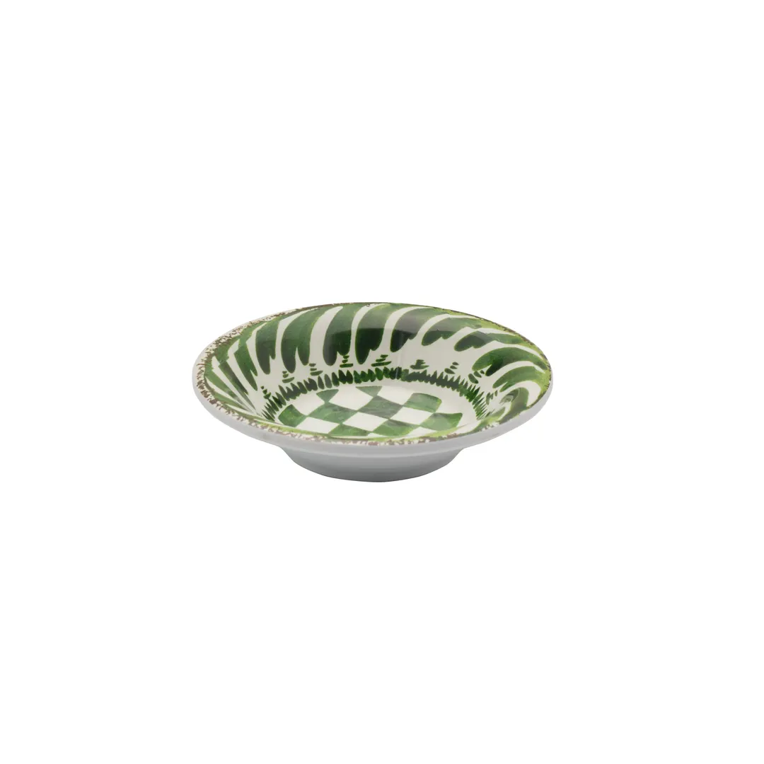 Mikasa 5275014 Merenda Check China Ramekin, 4.25", Green, Dishwasher, Microwave & Oven Safe