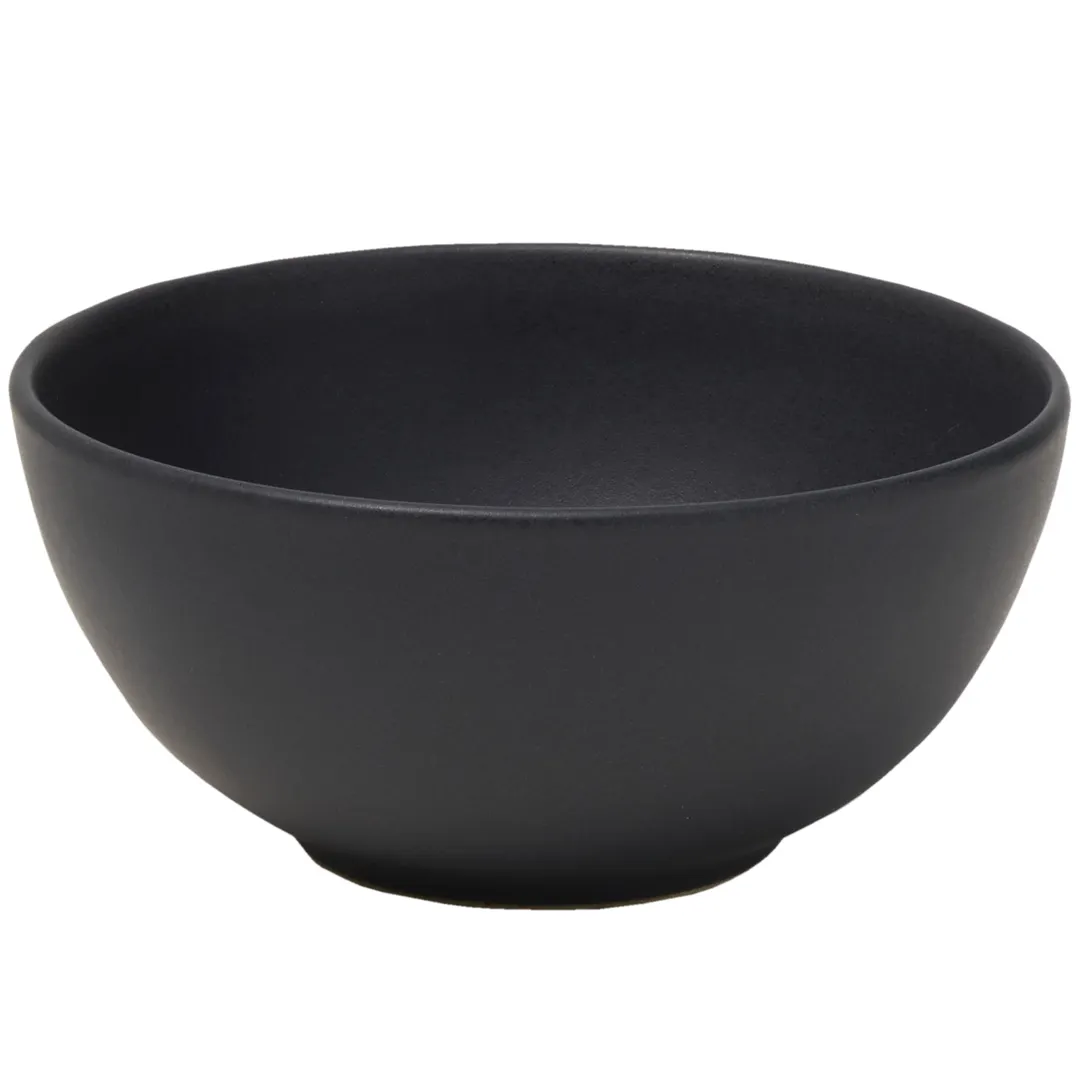 Mikasa 5275382 Obsidian Black Bowl, 5" Diameter Rimless Round Dinnerware, General Use, China Tabletop