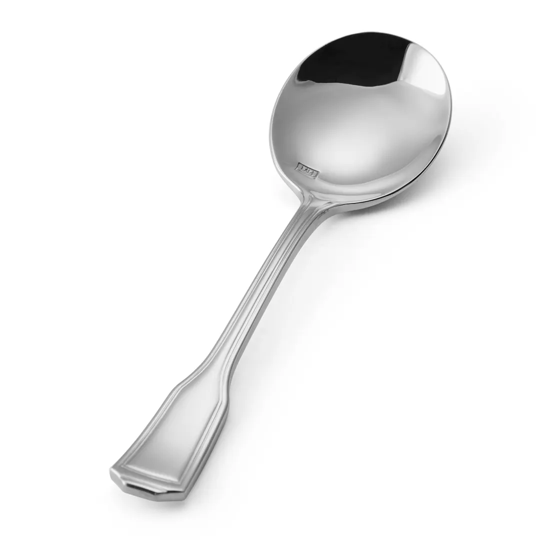 Mikasa 5275873 Bouillon Spoon, 6-1/5"L, Stainless Steel, Petra - Dozen