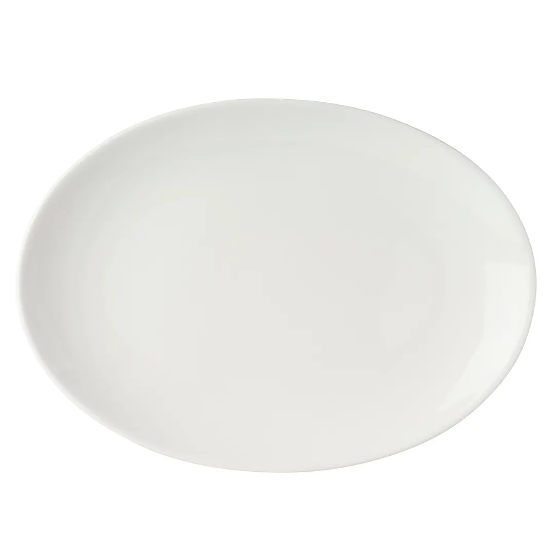 Mikasa 5292229 Bistro Blanc China Platter, 14"W Oval, Porcelain, Dishwasher Safe