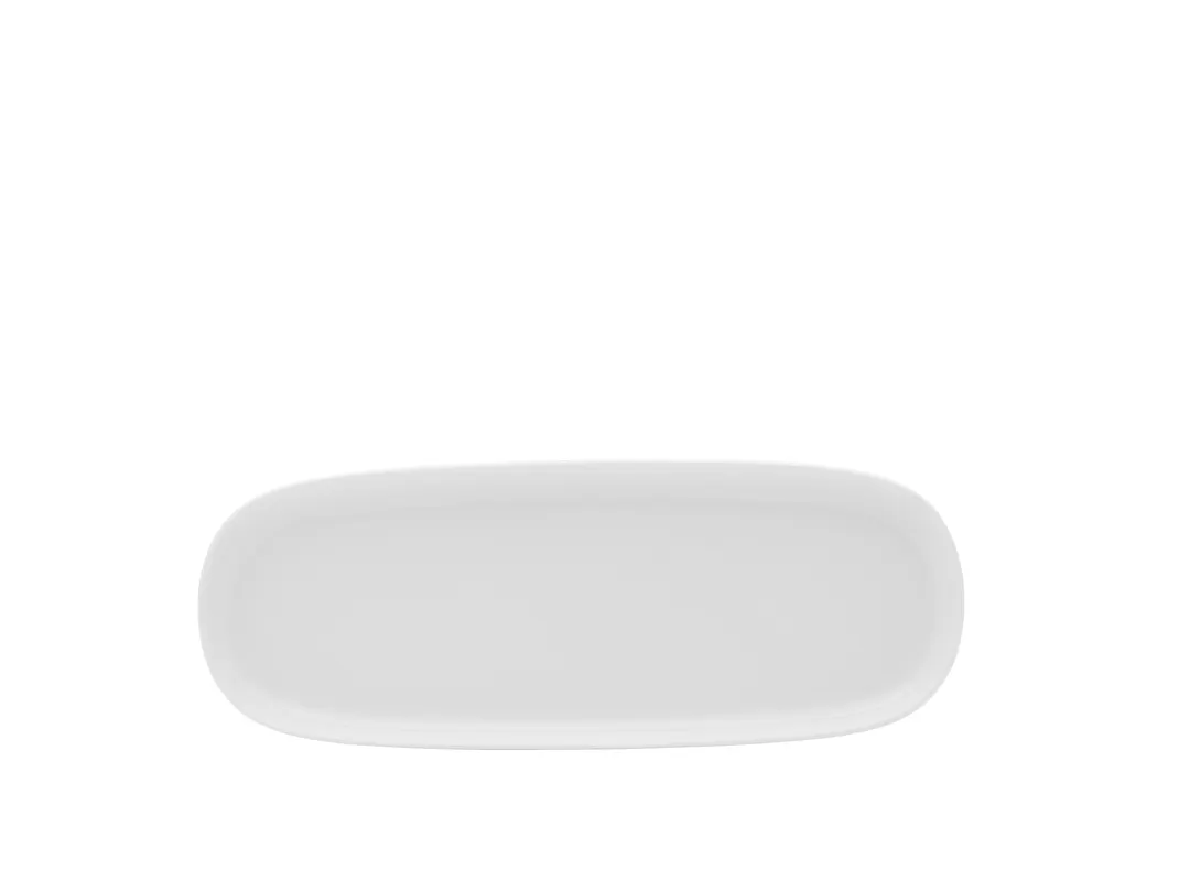 Mikasa 5302599 Isla Platter – 14"W x 5"D Porcelain Dinnerware Tray, White, Dishwasher Safe