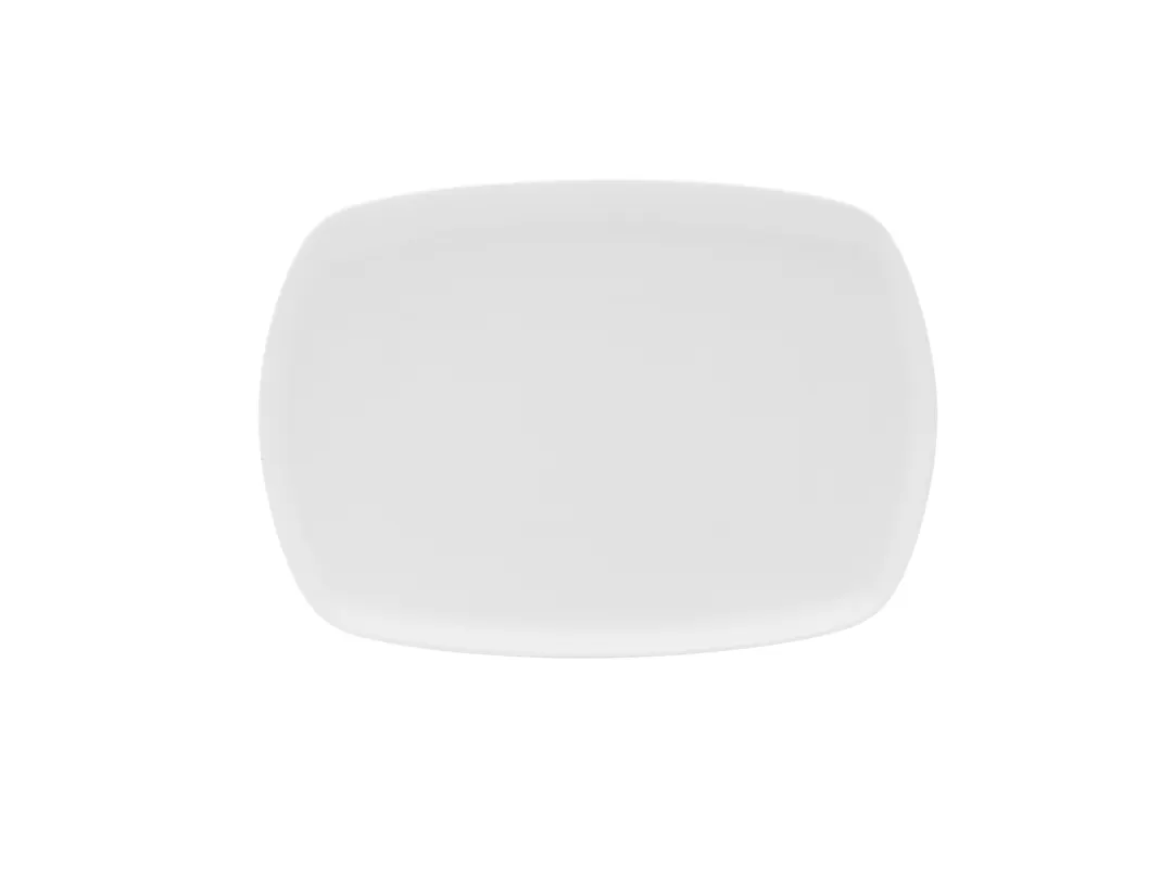 Mikasa 5304580 Lola Coupe Plate 12.6"W Rectangular Porcelain Plate, Bone Chine White, Coupe Rim