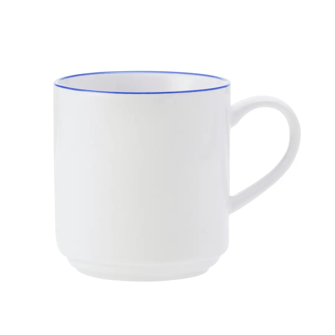Mikasa 5305730 Bistro Mug, 11.8 oz (11 oz) Pin Blue Porcelain Coffee Cup for Hot Beverages