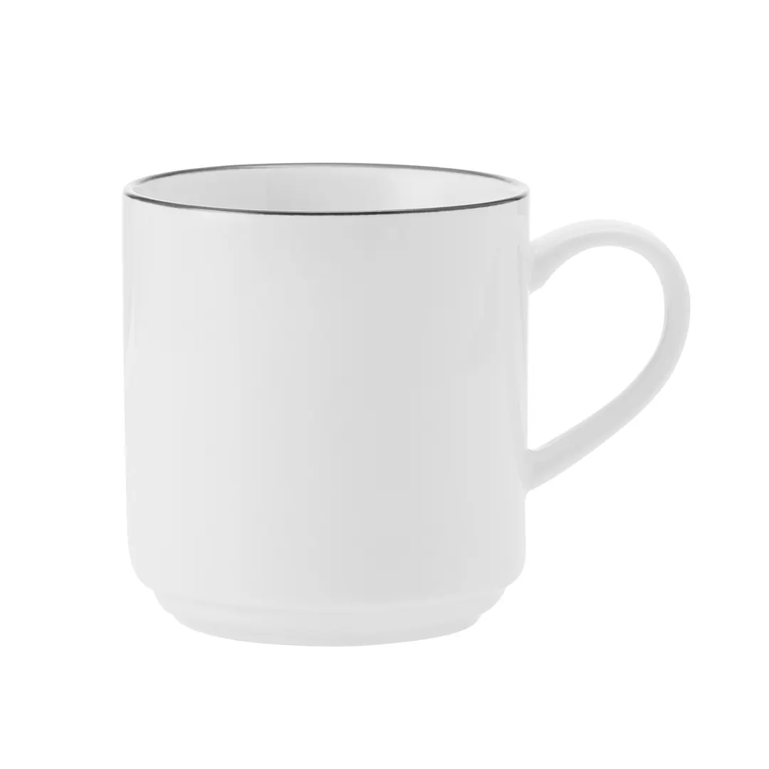 Mikasa 5305834 Bistro Mug - 11.8 oz (12 oz) Pin Black Porcelain Coffee Cup for Café Use