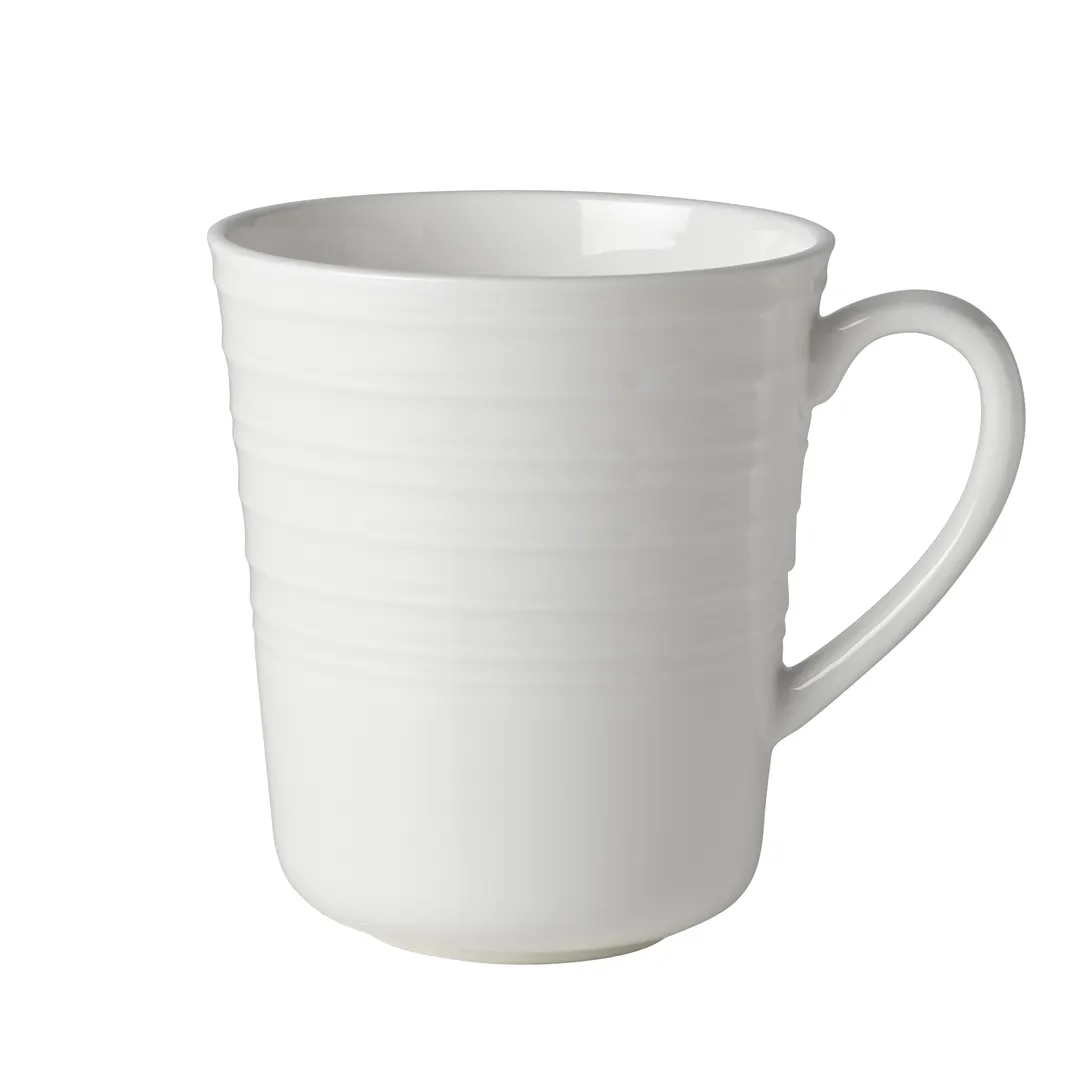 Mikasa 5313169 Melinda China Mug, 3.5" Diameter, 13.7oz, White Bone China, Stackable