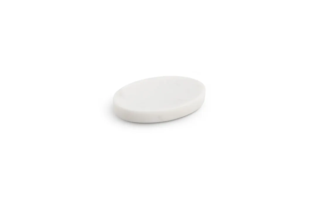 Chic 5314528 Free‑Form Porcelain Plate, 6" x 4", White Marble Finish, Dishwasher Microwave Oven Safe
