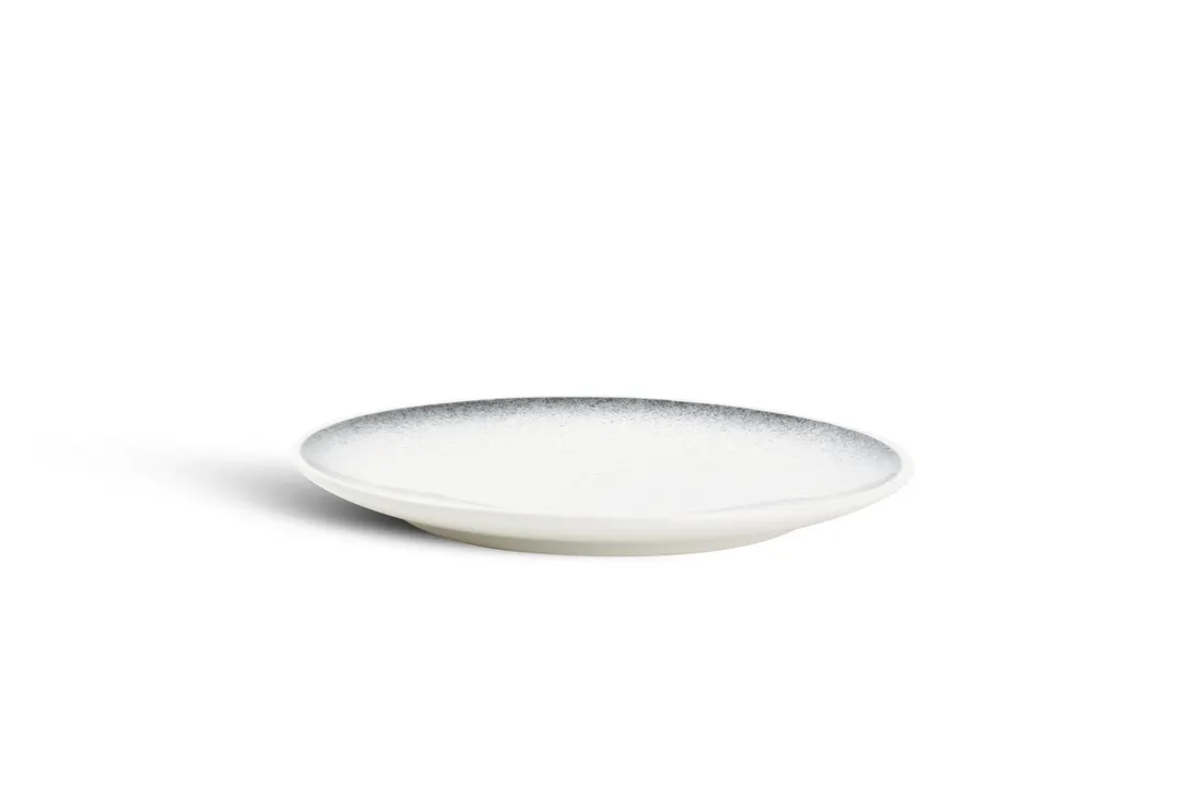F2D 5314534 Round Porcelain Plate, 8.3" White with Black Speckle Finish, Microwave and Oven Safe