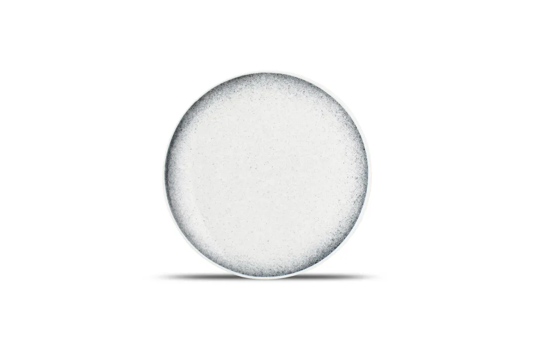 F2D 5314534 Round Porcelain Plate, 8.3" White with Black Speckle Finish, Microwave and Oven Safe