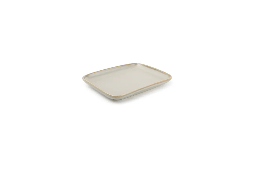 F2D 5314538 Sage Porcelain Rectangular Platter 5.9" x 4.7", Curved Edge, Dishwasher Safe - 1/Each