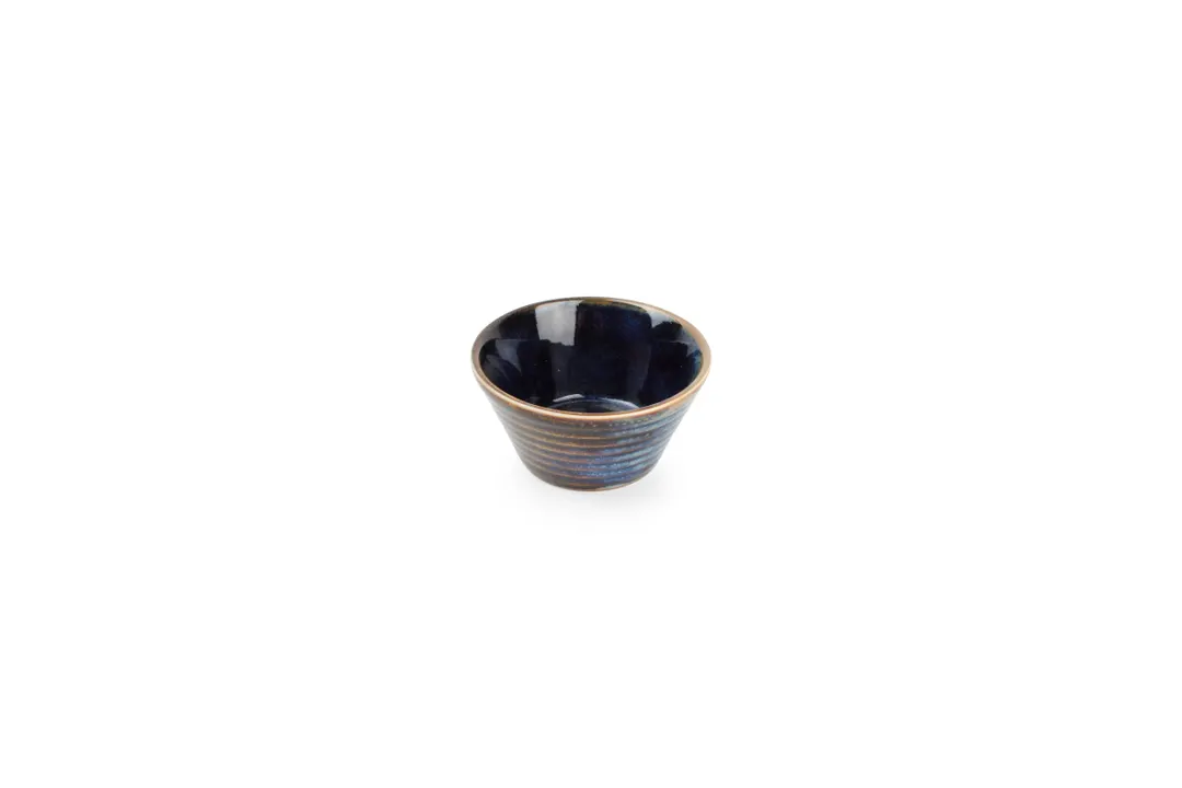 F2D 5314599 - Round Porcelain Bowl, 3" Diameter, 3 oz Capacity, Blue, Microwave Oven Safe