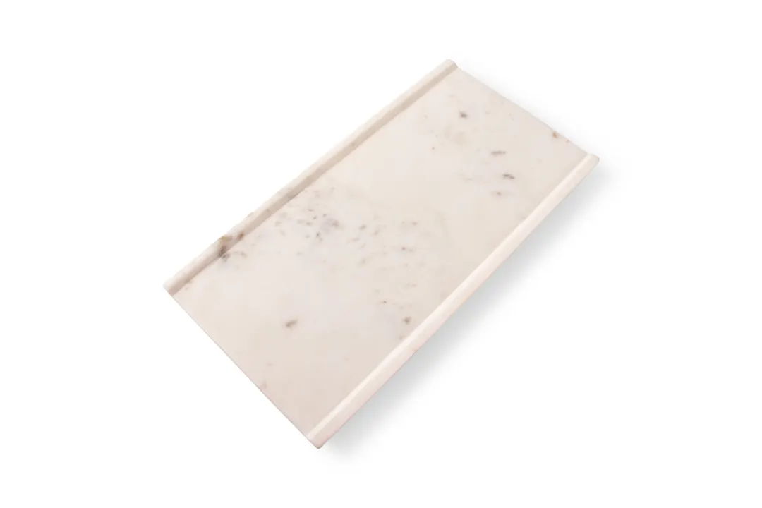 Chic 5314808 Rectangular White Marble Porcelain Plate 13.8" x 7.1" Dishwasher Microwave & Oven Safe