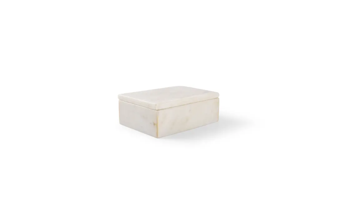 Chic 5314809 Sugar Packet Holder, Rectangular 5.9" x 3.9" White Marble Porcelain Caddy - Oven Safe