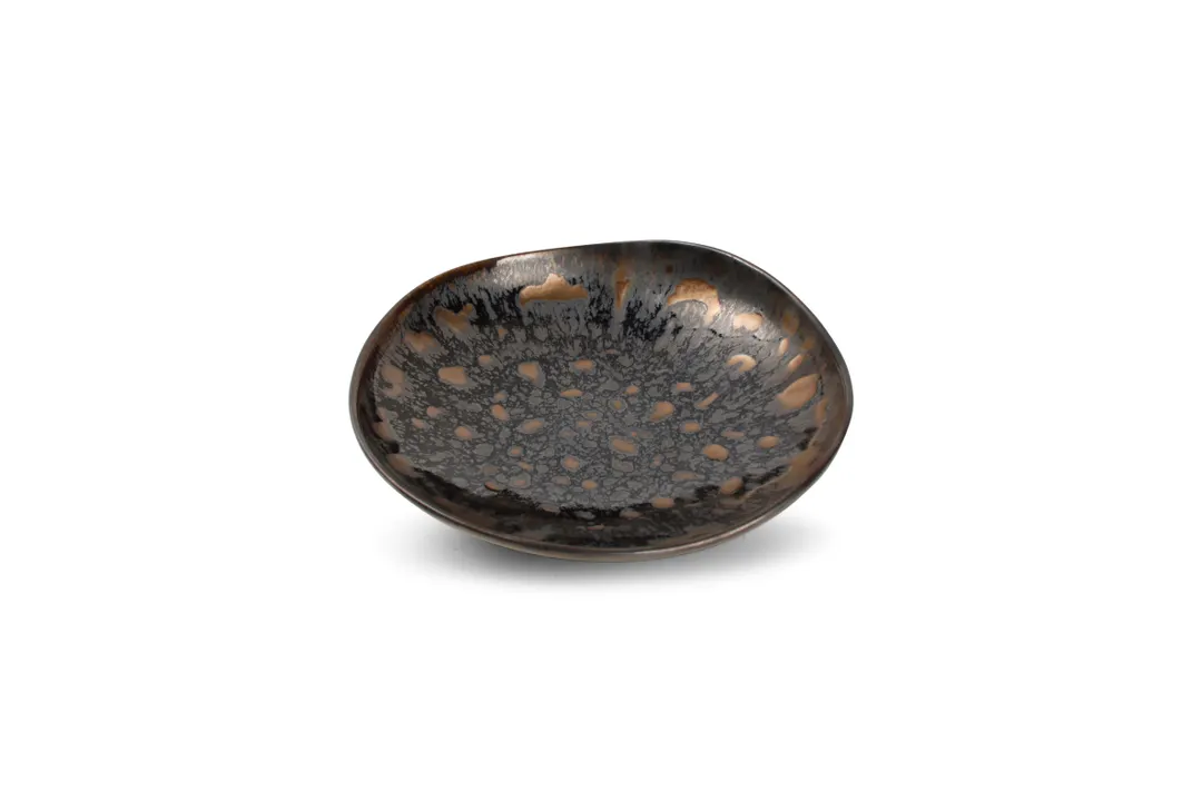 Chic 5314850 Deep Round Plate, 7.9" Black with Gold Porcelain, 19.44 oz, Dishwasher & Oven Safe