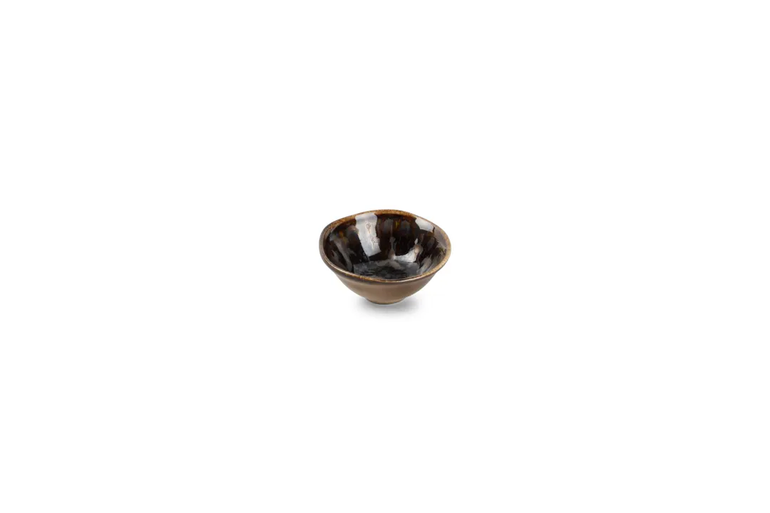 Chic 5314854 Porcelain Bowl 2" 2 oz Black with Gold, Dishwasher Microwave Oven Safe