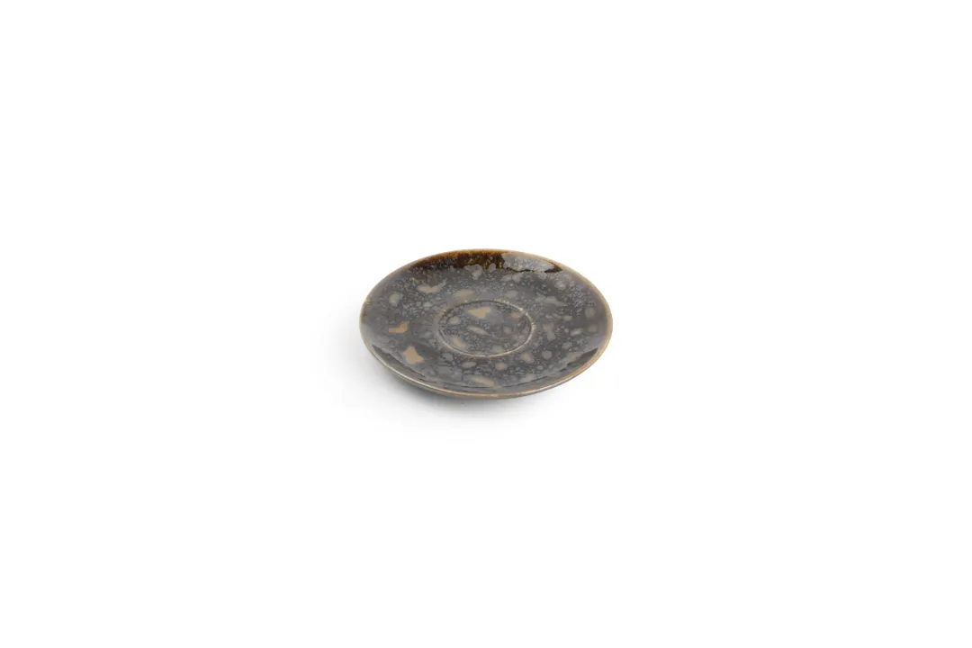 Chic 5314859 Soup Saucer – 4.5" Round Porcelain, Black With Gold Trim, Dishwasher Microwave Oven Safe