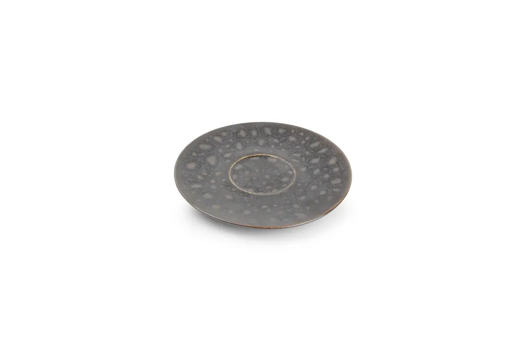 Chic 5314861 Porcelain Saucer, 5.5" Black With Gold Finish, Microwave Oven Safe - 1 Each