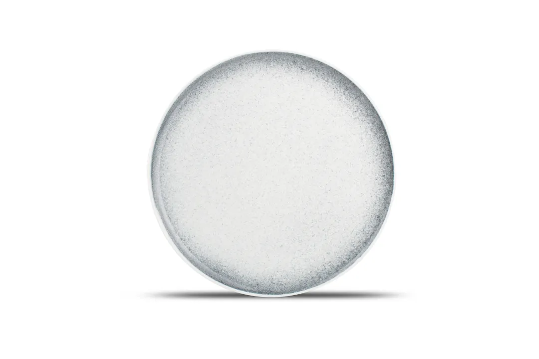 F2D 5314875 Round Porcelain Plate, 10.6" White with Black Sparkle, Dishwasher & Microwave Safe - Dusk