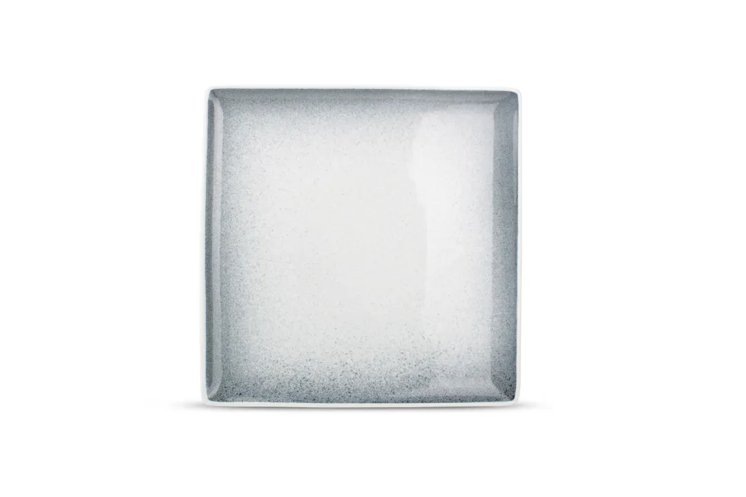 F2D 5314877 Square China Plate, 10.2" White Black Porcelain, Dishwasher Microwave & Oven Safe