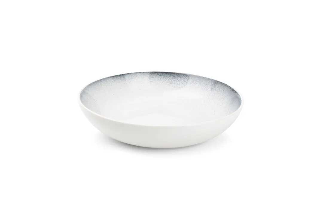 F2D 5314880 Deep Rim Porcelain Plate, 10" Round, Black Sparkle, 57.48 oz, Microwave Safe - 1/Each