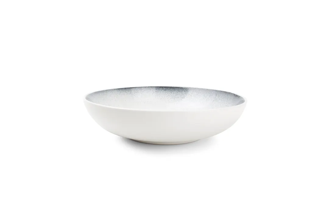 F2D 5314880 Deep Rim Porcelain Plate, 10" Round, Black Sparkle, 57.48 oz, Microwave Safe - 1/Each