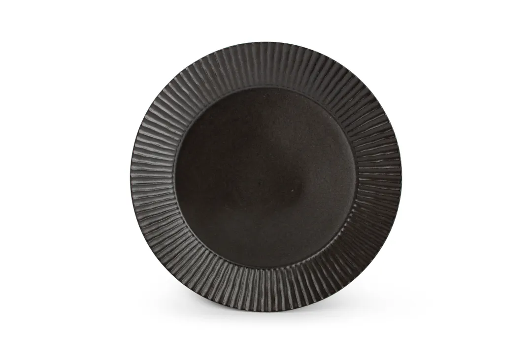 F2D 5314890 Round 10" Black Porcelain Plate, Aurora Finish, Dishwasher, Microwave & Oven Safe