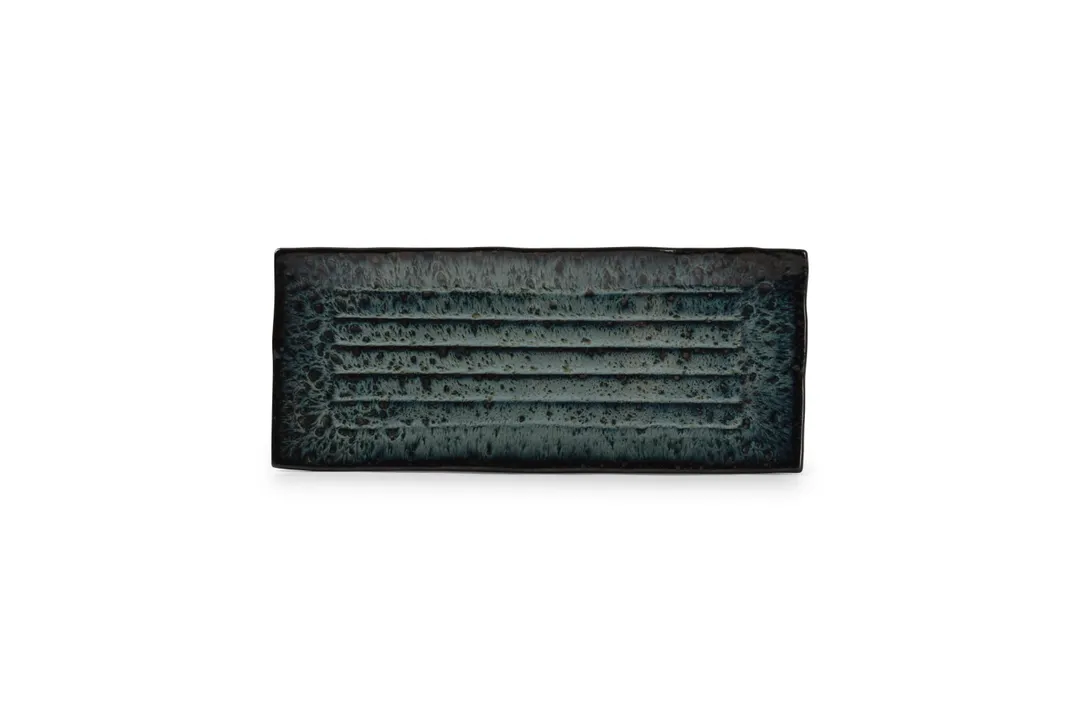 F2D 5314988 Rectangular Blue Porcelain Dinner Plate, 14.17" x 5.9", Dishwasher Microwave Oven Safe