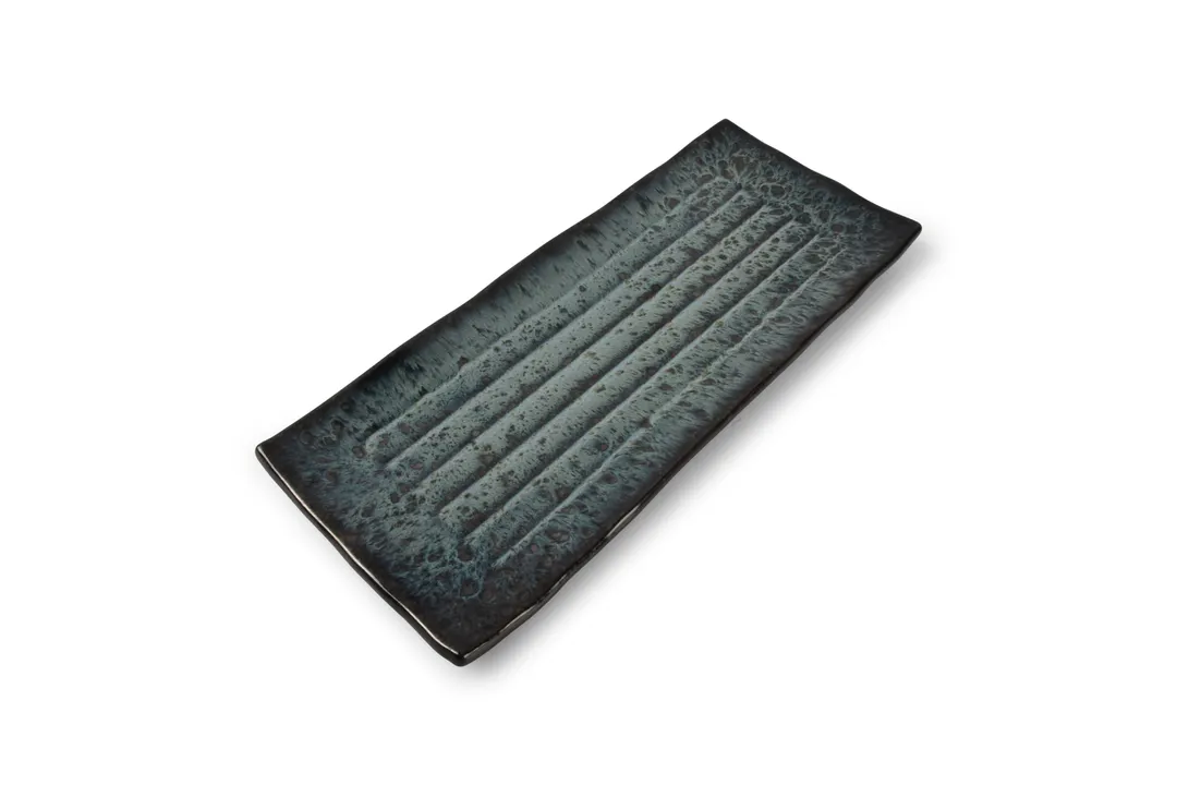 F2D 5314988 Rectangular Blue Porcelain Dinner Plate, 14.17" x 5.9", Dishwasher Microwave Oven Safe