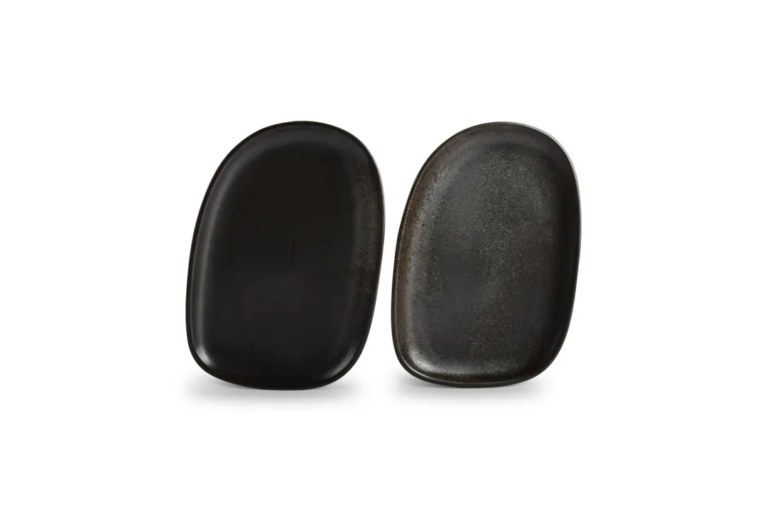 F2D 5315316 Ceres Coupe Round Plate, 12.9" x 9.06" Black Porcelain, Dishwasher Microwave Oven Safe