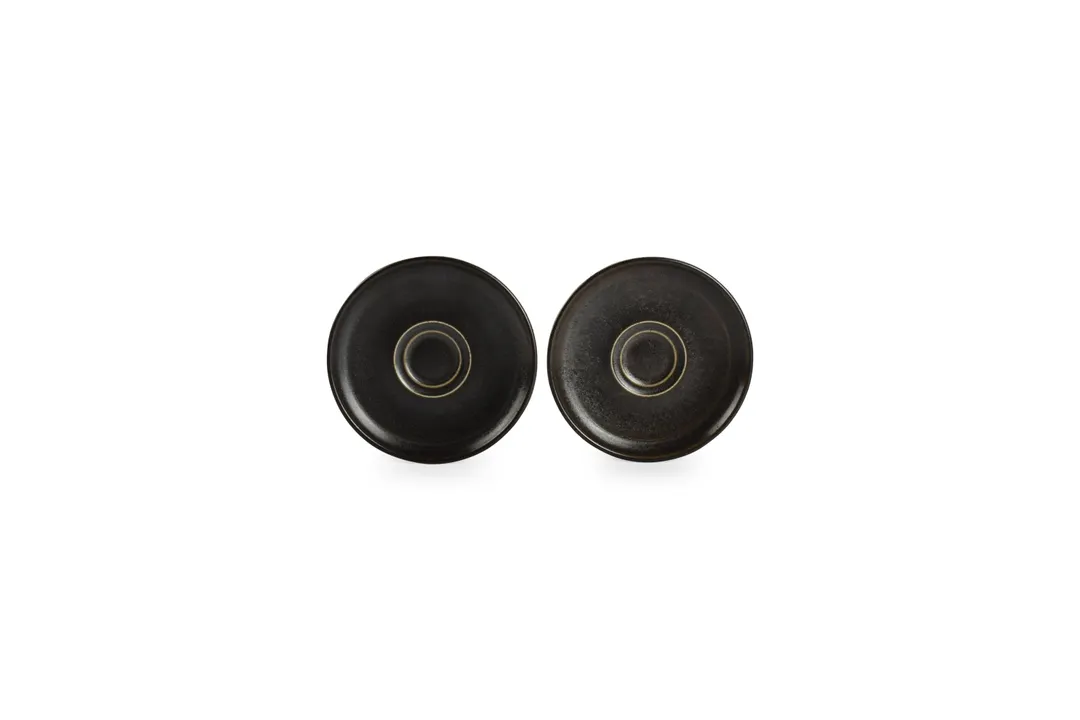 F2D 5315322 Round Porcelain Saucer, 5.5" Diameter, Black Finish, Oven Safe - 1/Each