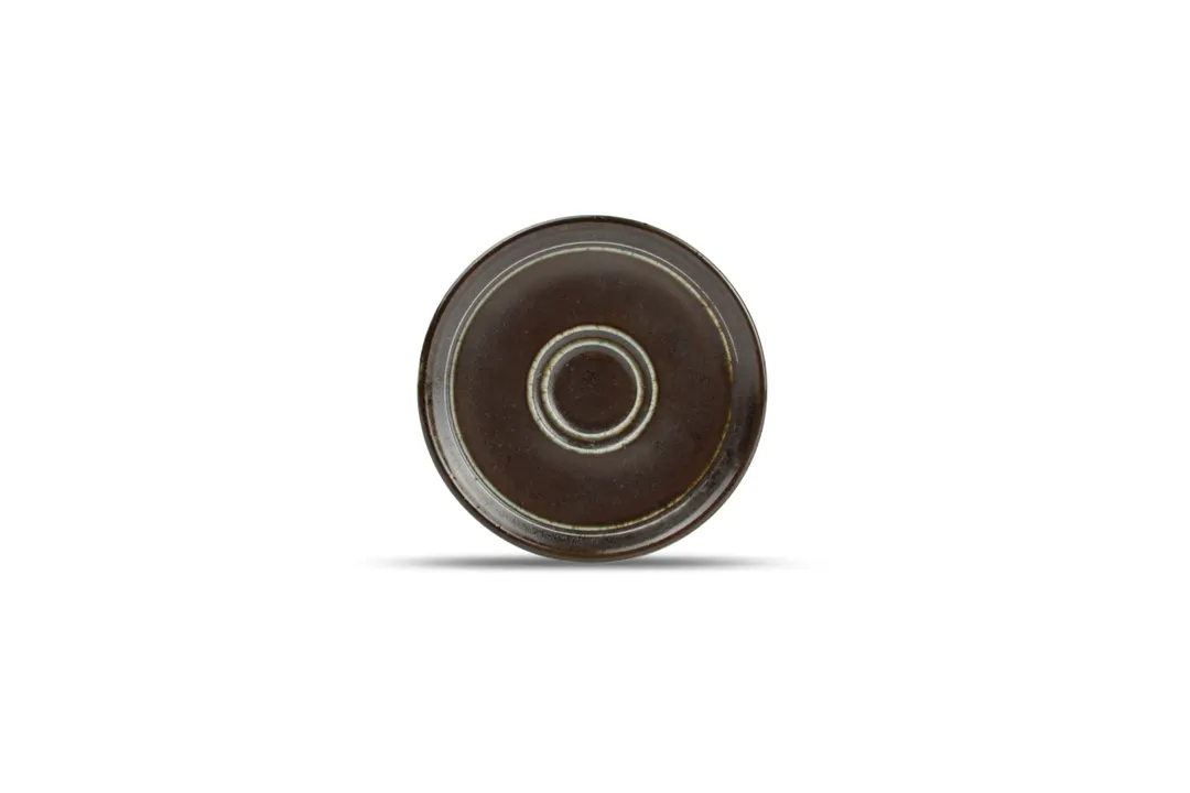 F2D 5315322 Round Porcelain Saucer, 5.5" Diameter, Black Finish, Oven Safe - 1/Each