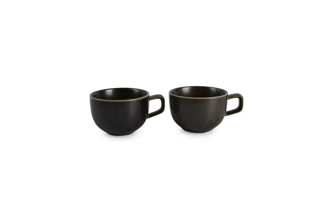 F2D 5315323 Black Porcelain Cup, 4.9" Diameter, 9.46oz, Dishwasher, Microwave & Oven Safe