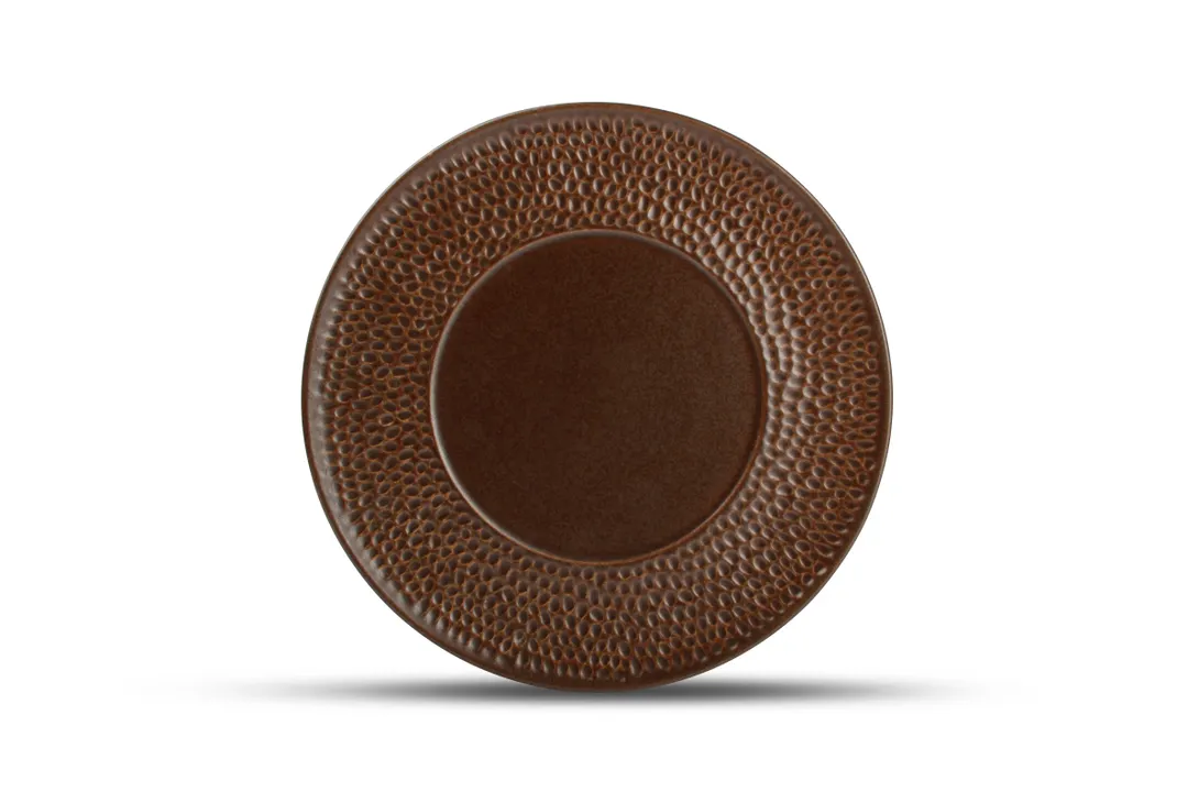 F2D 5315329 China Plate, 10.63" Porcelain with Brass Finish, Dishwasher Microwave Oven Safe