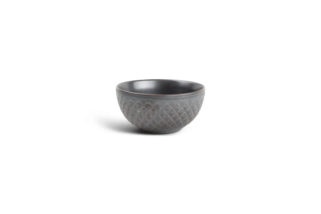 F2D 5315368 - Round Porcelain Bowl, 4" Diameter, 10 Oz, Diamond Silver Finish, Microwave Safe