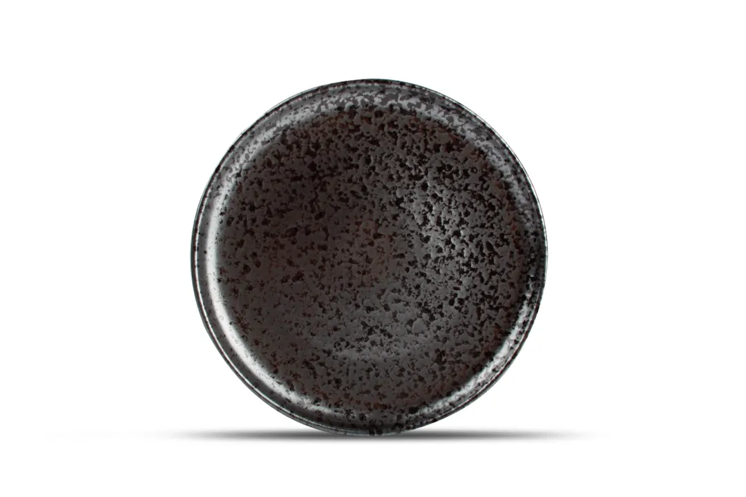 F2D 5315396 - Oxido Coupe Round China Plate, 11.22" Diameter, Black Porcelain, Dishwasher Safe