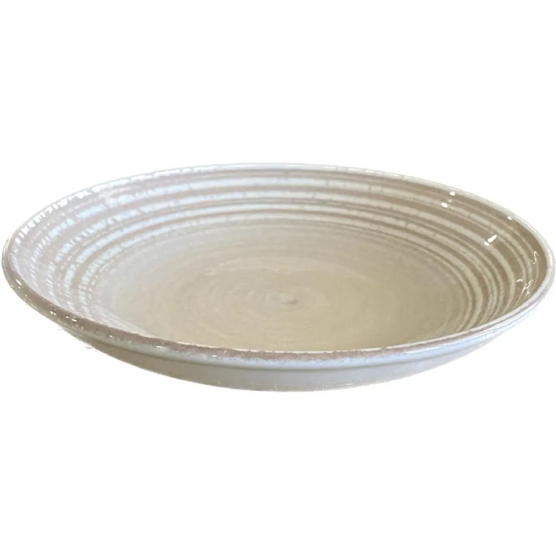 ID Fine 5315746 - 26 oz Round China Plate, 8.8" x 8.8" Deep, Dishwasher Safe, Creme Tornio Finish