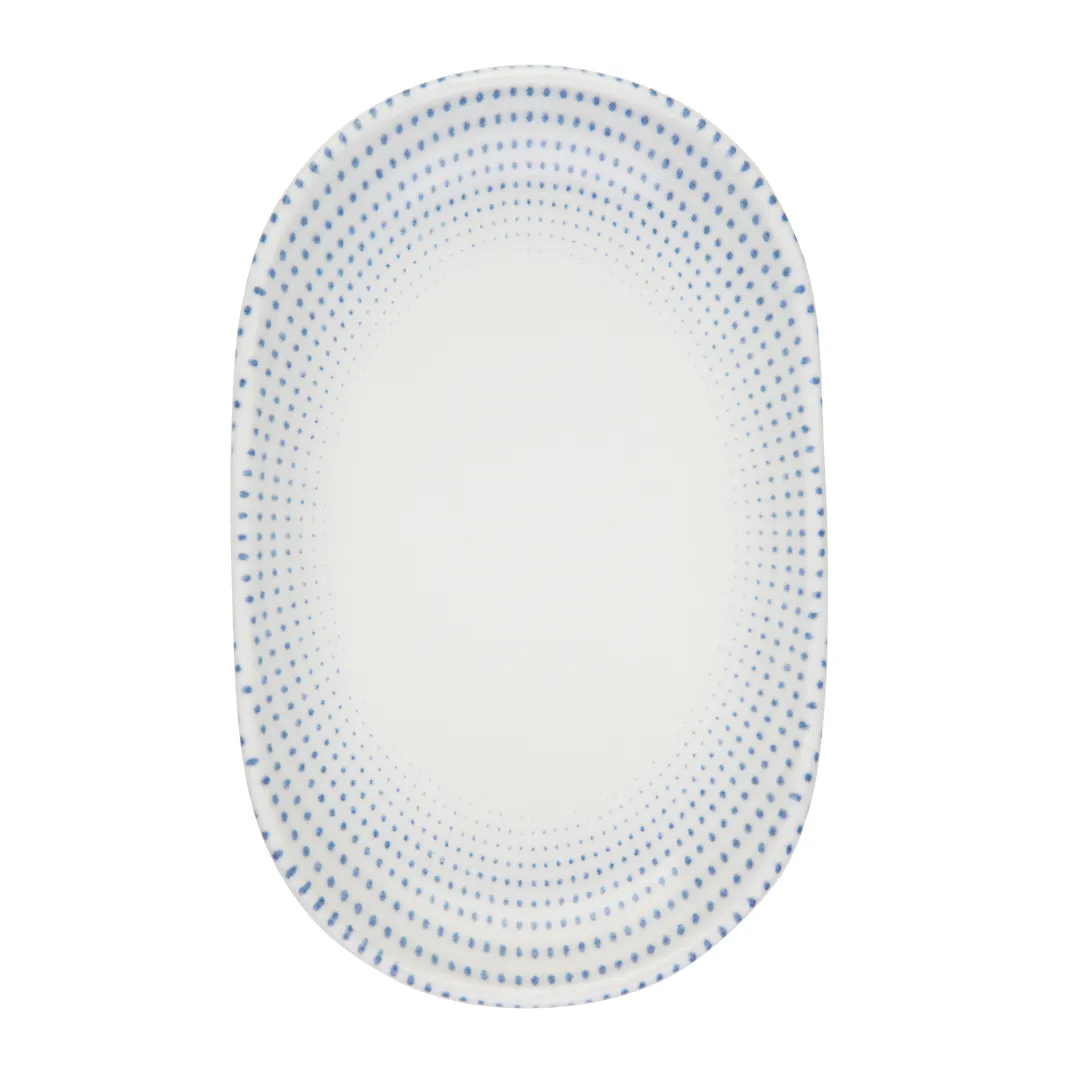 ID Fine 5315811 Oval China Platter 3.6" W x 5.6" D x 1" H Azure Harmony Blue China Dishwasher Safe