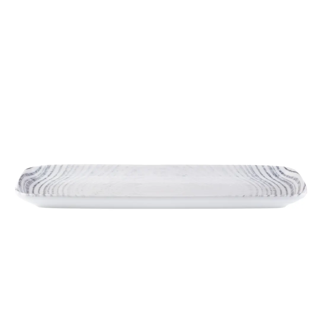 ID Fine 5315877 Rectangular China Platter, 6" W x 13.5" D x 1" H, Marmol Finish, Dishwasher Safe