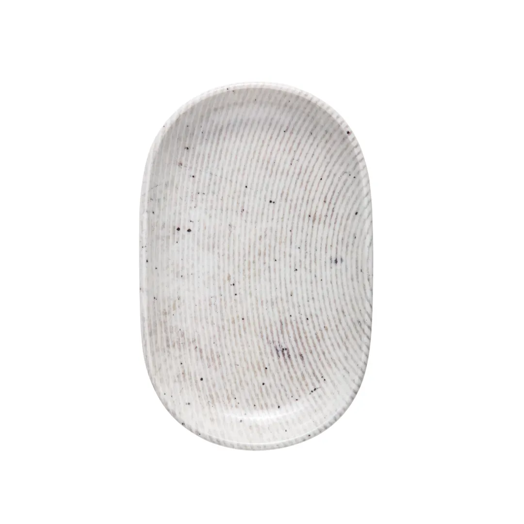 ID Fine 5315878 Oval Fine China Platter, 3.6" W x 5.6" D x 1" H, Brulee Grigio, Dishwasher Safe