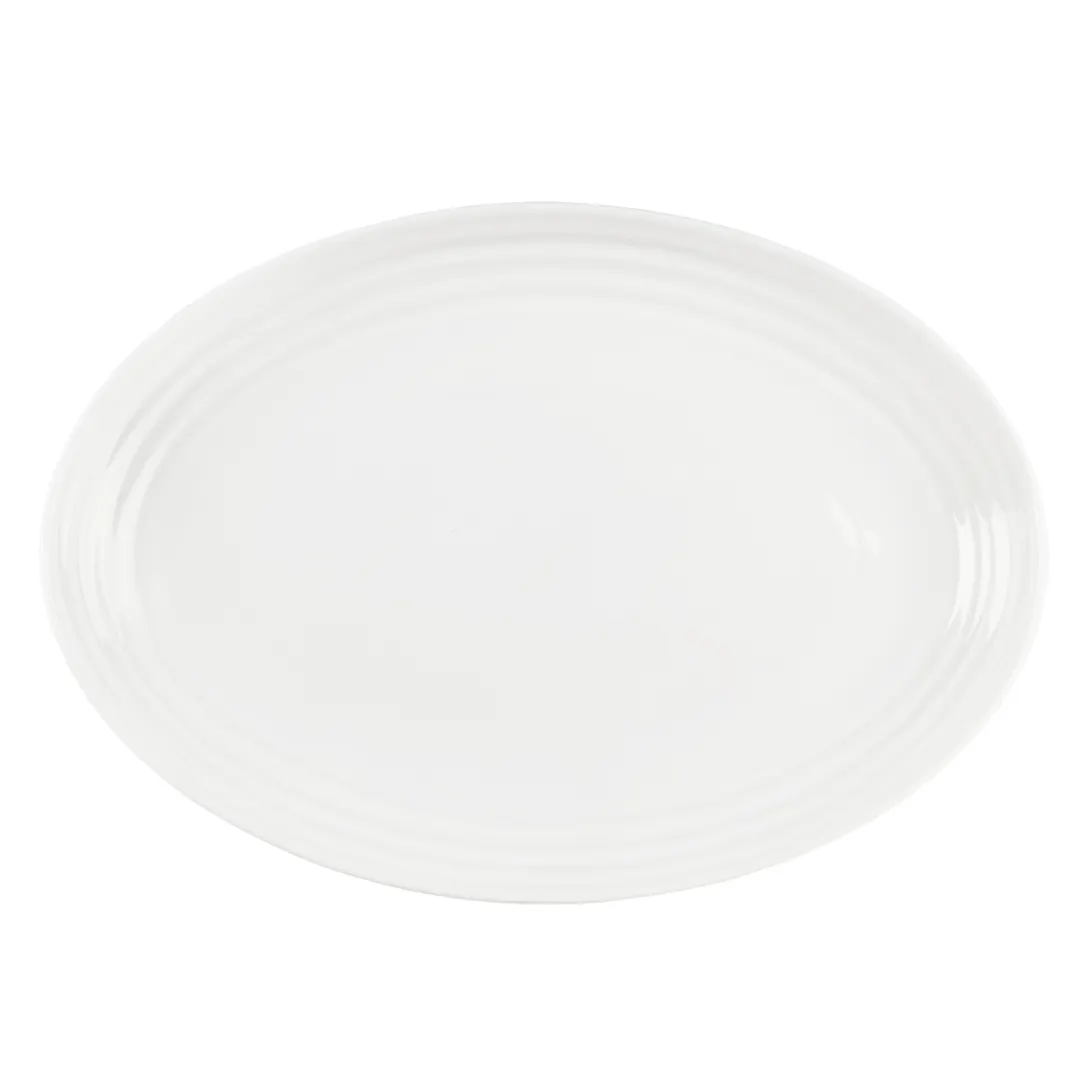 Mikasa 5316003 China Platter, 10"W x 7.2"D Oval White Bone China Serving Tray for Elegant Dinnerware