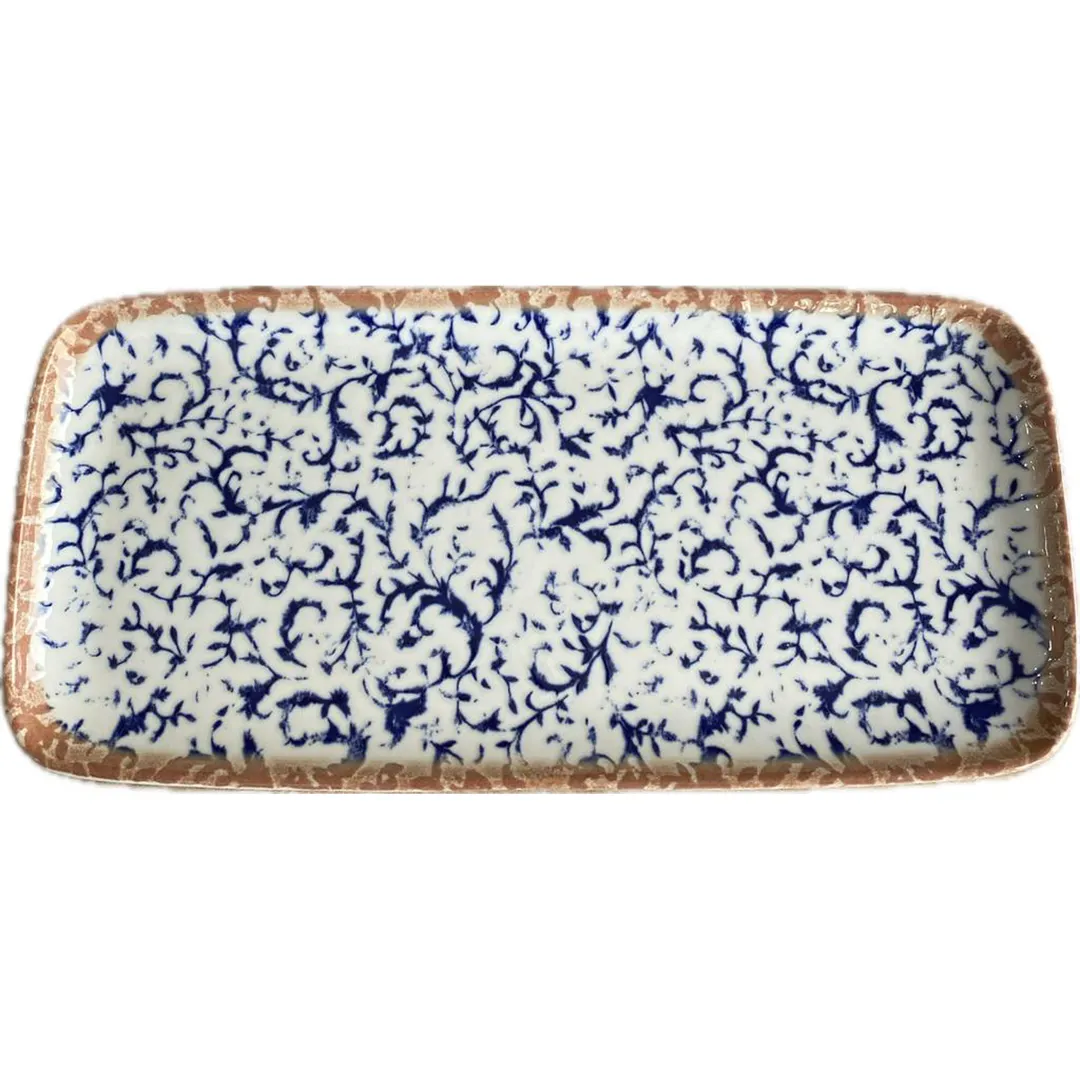 ID Fine 5316010 Rectangular Fine China Platter 6.429" W x 13.5" D x 1" H Venecia Finish Safe