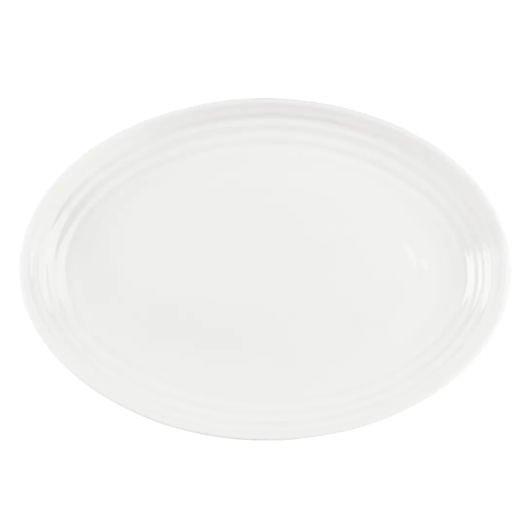 Mikasa 5316017 China Terrace Platter, 12"W x 8.7"D Oval White Bone China, Elegant Serving Tray